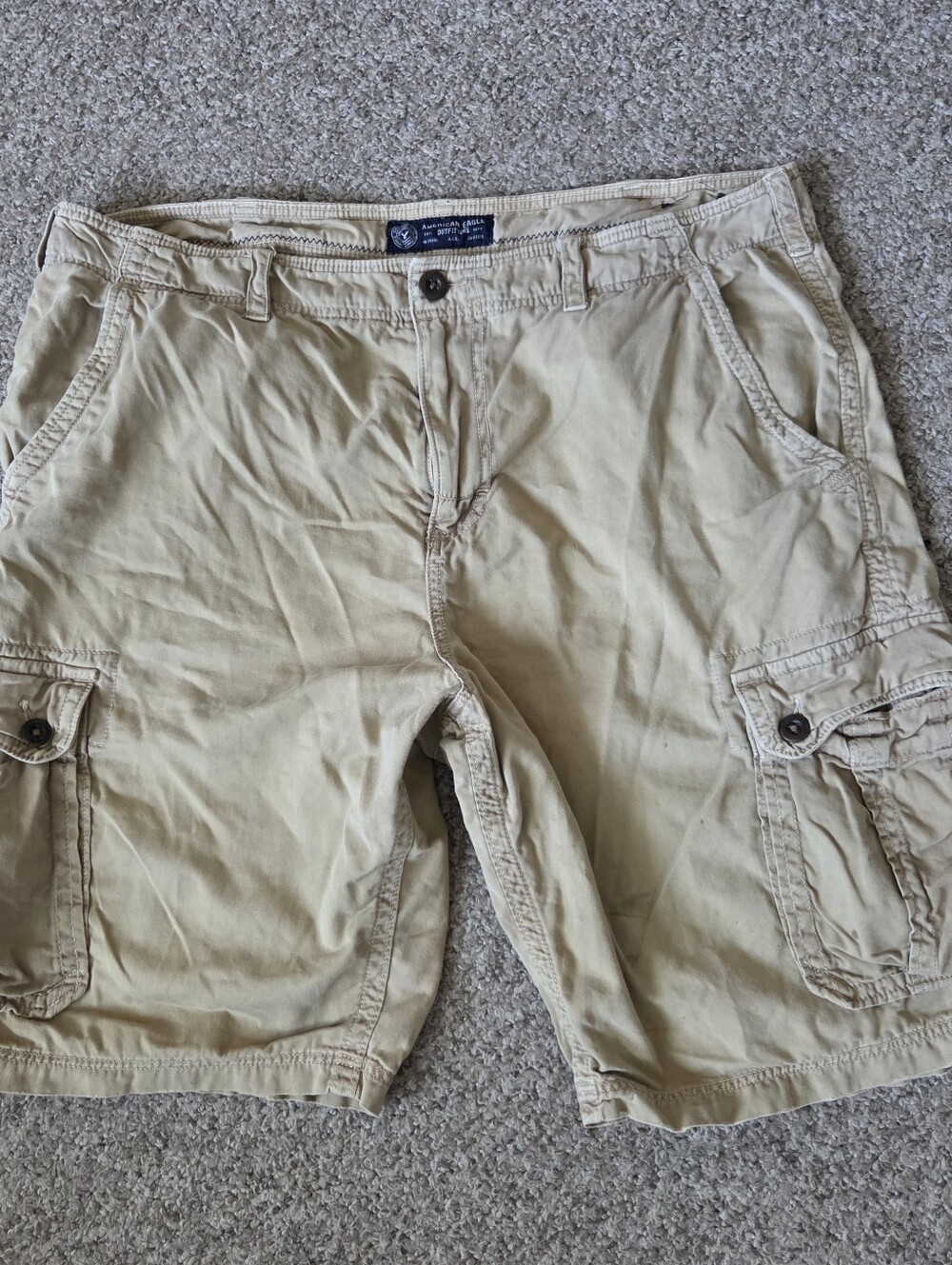 American Eagle Shorts MENS 42 Khaki Tan Longer Length Classic Cargo AEO 2016
